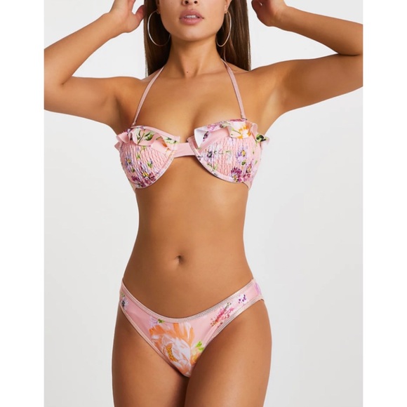 River Island Pink Floral Bikini Bottom - Picture 9 of 12